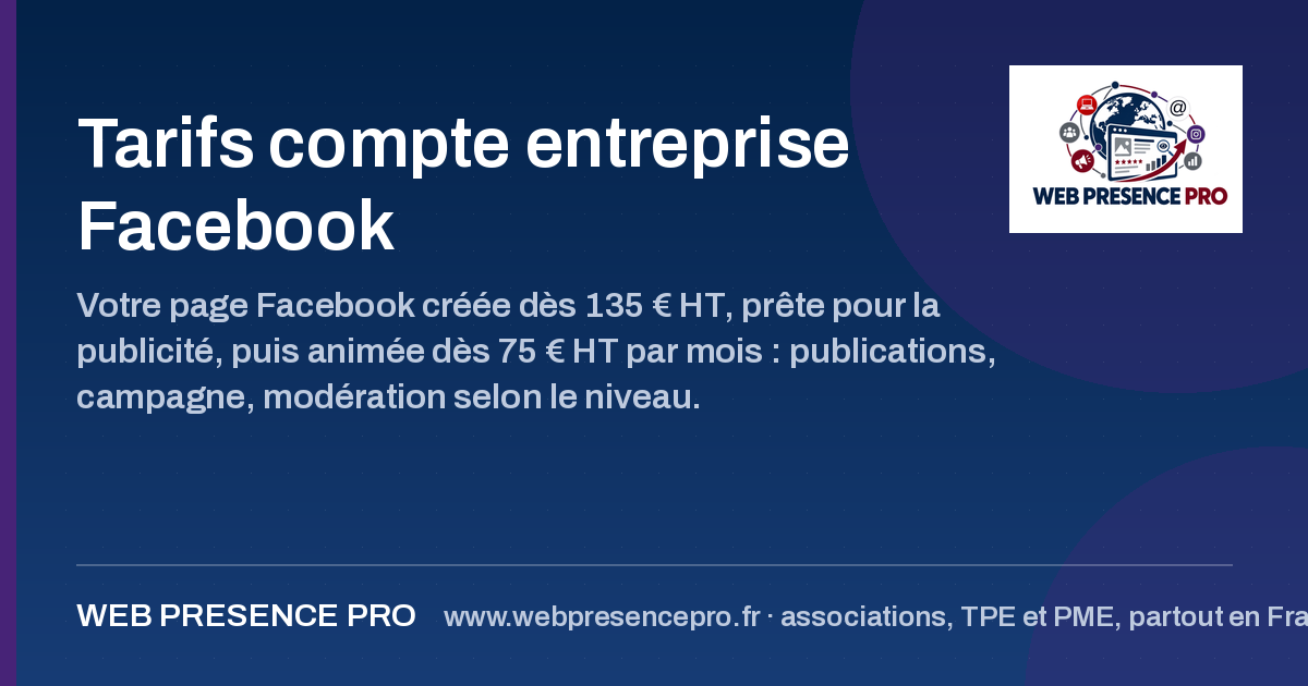 Miniature de partage de la page Tarifs compte entreprise Facebook
